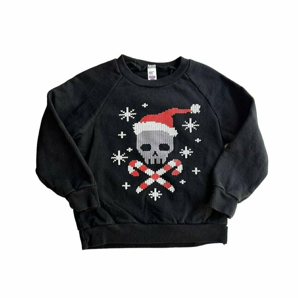 Small Shop Christmas Candy Cane Skull Pullover Sweatshirt